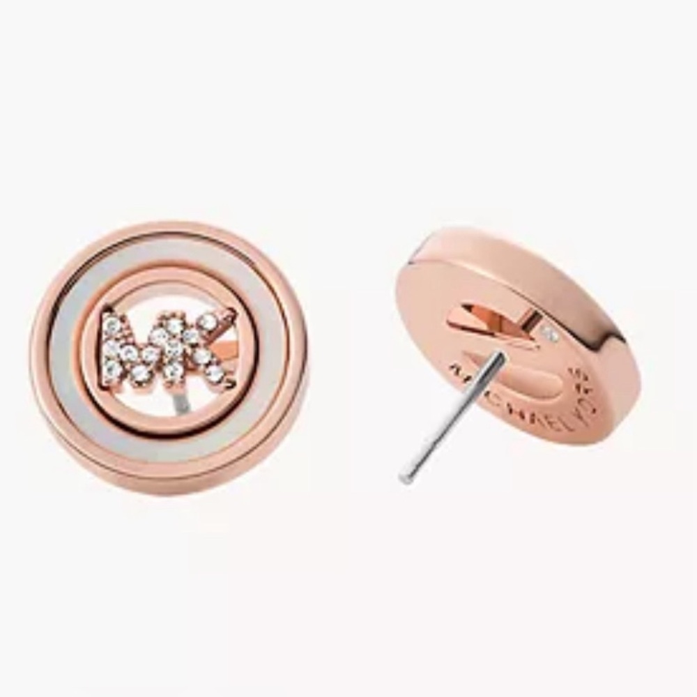 Michael Kors Rose Gold Brass Stud Earrings - Picture 3 of 4